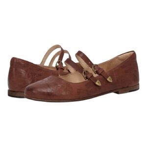 Frye Brown Leather Flats with Buckle Detail
